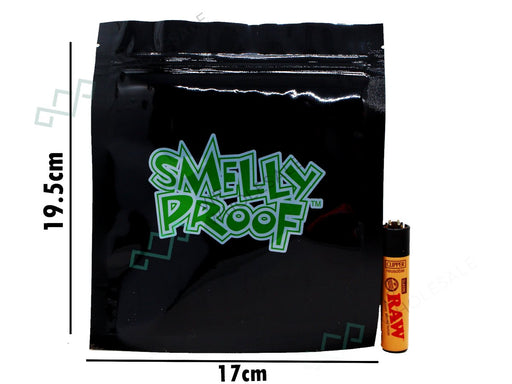 SMELLY PROOF Black Bags 50 Pack 17x19.5cm - VIR Wholesale