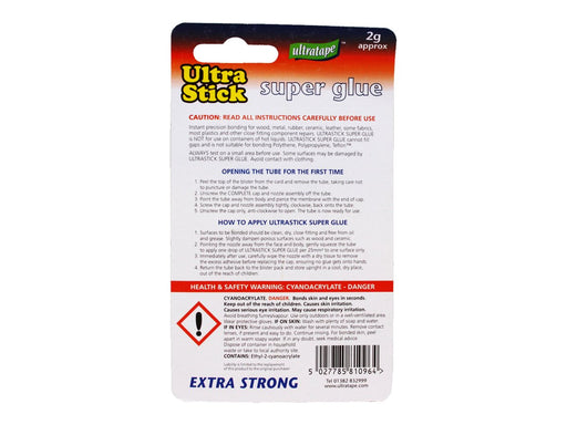 ULTRATAPE ULTRA STICK SUPER GLUE EXTRA STRONG 2G - CASE OF 24 - VIR Wholesale