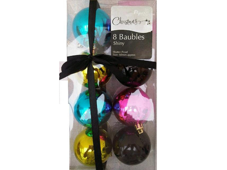Assorted Christmas Baubles 8 Pack - VIR Wholesale