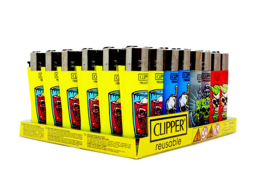 CLIPPER Lighters Printed 48's Various Designs - Bone Portraits - VIR Wholesale