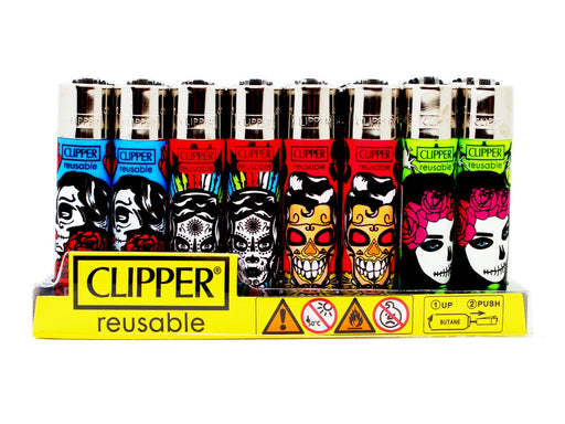 CLIPPER Lighters Printed 48's Various Designs - Calaca - VIR Wholesale