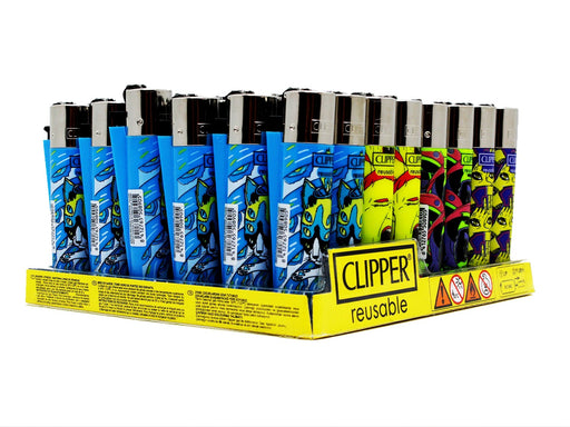 CLIPPER Lighters Printed 48's Various Designs - Trippy Faces - VIR Wholesale