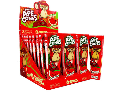G- Rollz Ape Cones - 24 Per Box - 3 Cones Per Pack - Pop Activated Flavoured Filter - Watermelon Squash - VIR Wholesale