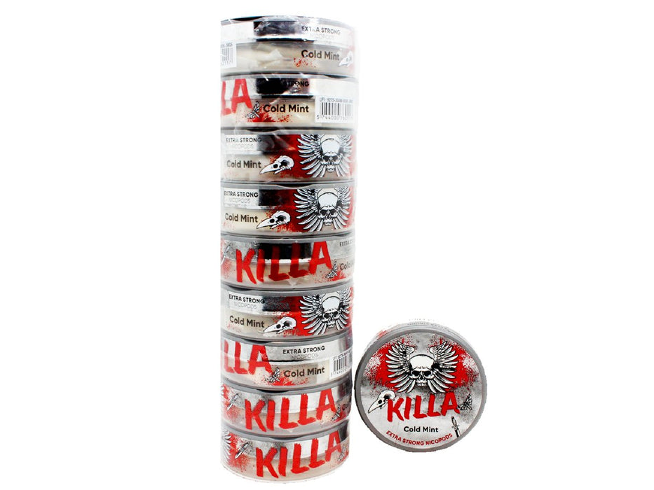 Killa Nicopods - 16mg Nicotine Per Pouch - 20 Pouches Per Can - 10 Cans Per Pack - VIR Wholesale