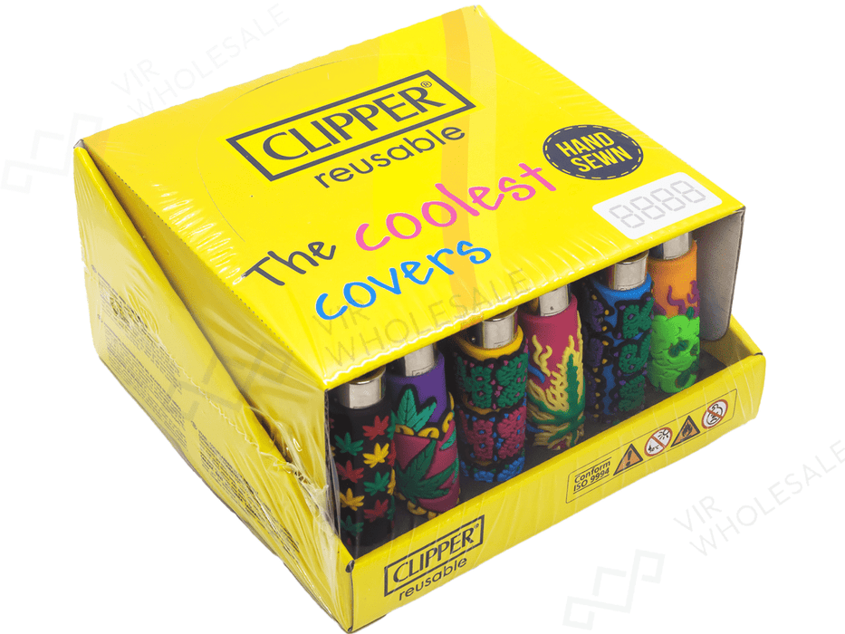 30 x Clipper Reusable Lighter Pop Cover PVC – Assorted Designs - VIR Wholesale