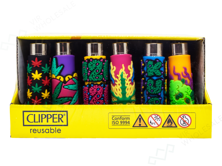 30 x Clipper Reusable Lighter Pop Cover PVC – Assorted Designs - VIR Wholesale