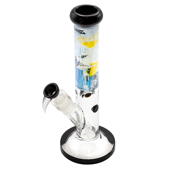 G-Rollz Banksy’s Graffiti Bulletproof Dove Straight Bong White 35cm Ø50mm SG29.2mm – Ice Catcher & Chillum