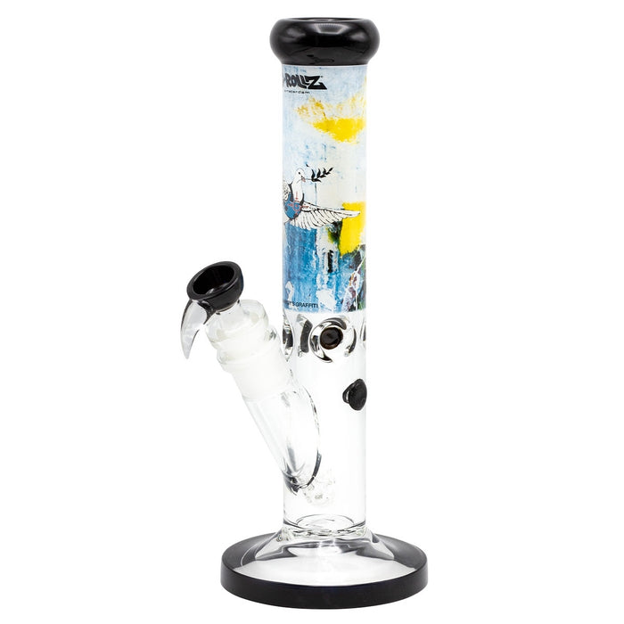 G-Rollz Banksy’s Graffiti Bulletproof Dove Straight Bong White 35cm Ø50mm SG29.2mm – Ice Catcher & Chillum