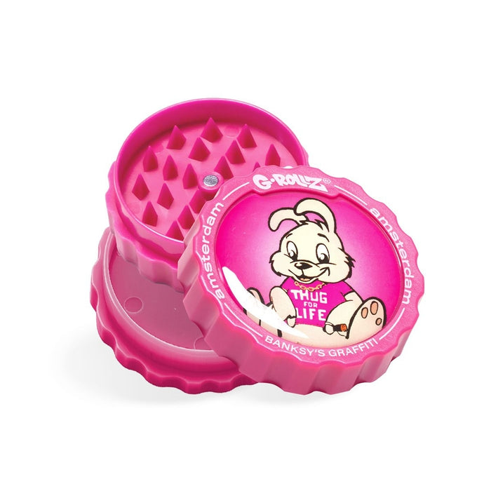 G-Rollz Banksy's Graffiti 3-Part Grinder 53mm 'Thug for Life' Pink (18pcs Display)