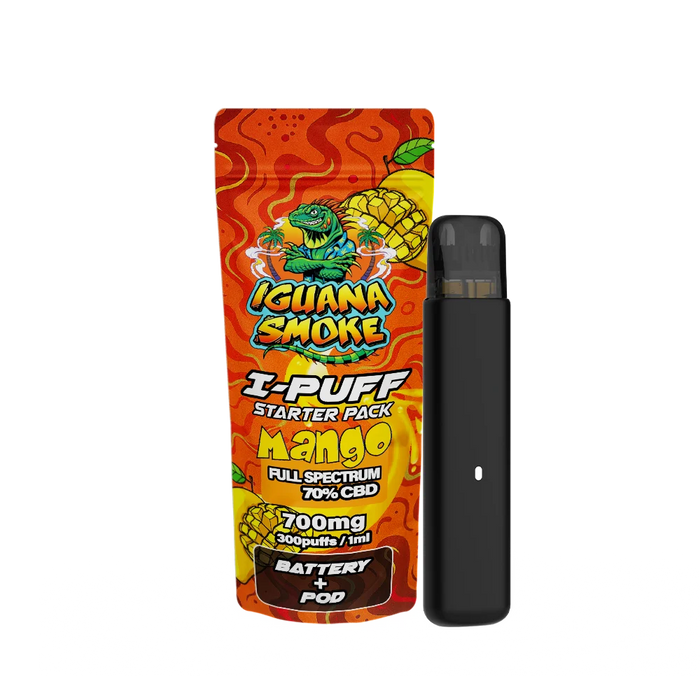 Iguana Smoke I-Puff Mango 1ml CBD Vape Starter Pack (700mg)