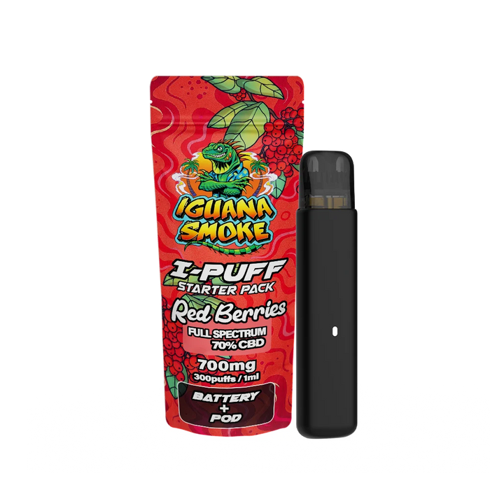 Iguana Smoke I-Puff Red Berries 1ml CBD Vape Starter Pack (700mg)