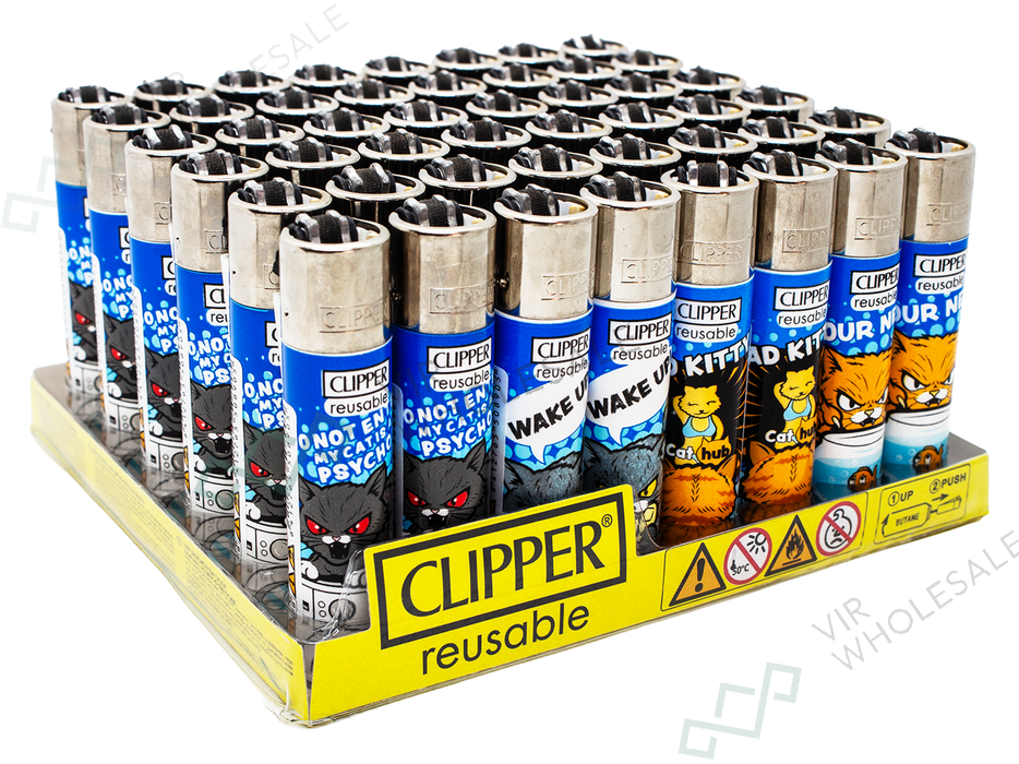 CLIPPER Lighters Printed 48's Various Designs – Funny Cats