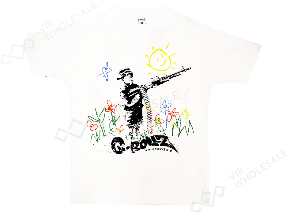 G-ROLLZ Banksy Graffiti White T-Shirt – XS, S, M, L, XL, XXL