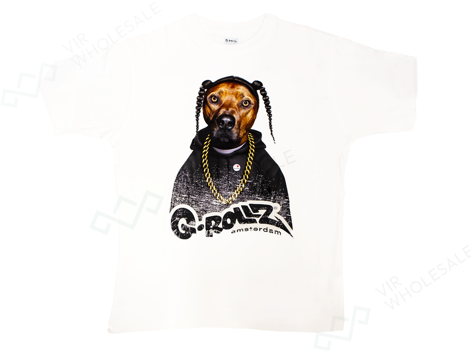 G-ROLLZ Rap Dog White T-Shirt – XS, S, M, L, XL