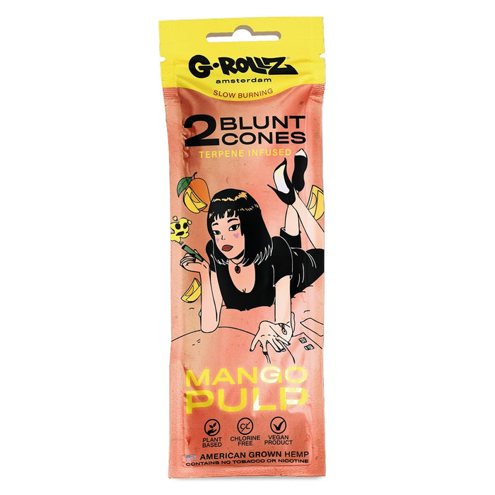 G-Rollz Terpene Blunt Cones – Mango Pulp – 12 Packs Per Box – 2 Cones Per Pack