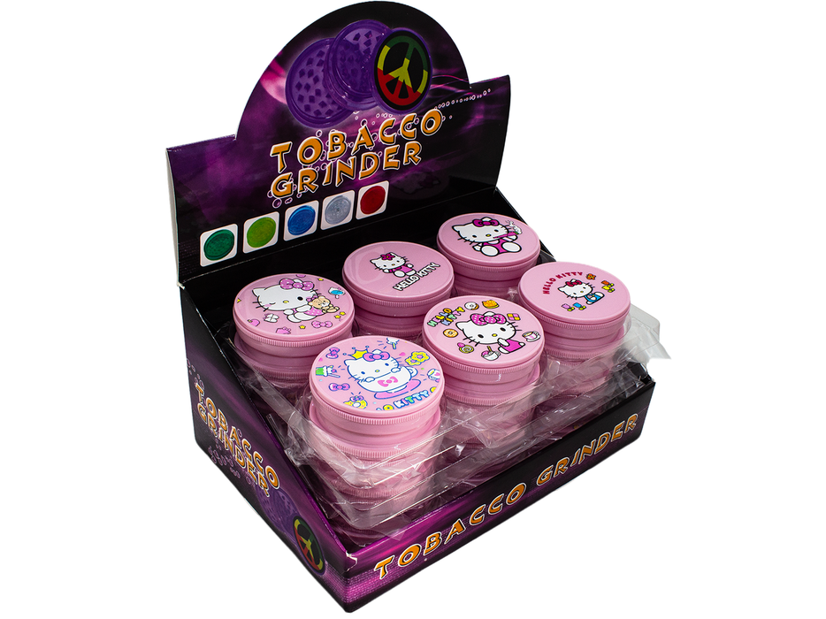 6 x Hello Kitty Plastic 3-Part Grinders – Magnetic Lid