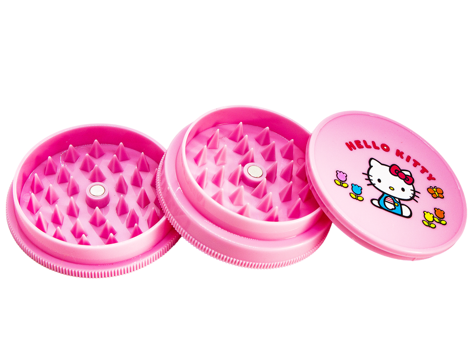 6 x Hello Kitty Plastic 3-Part Grinders – Magnetic Lid
