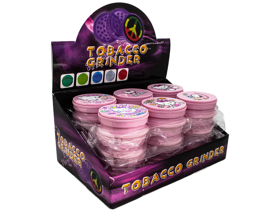 6 x Hello Kitty Plastic 3-Part Grinders – Magnetic Lid