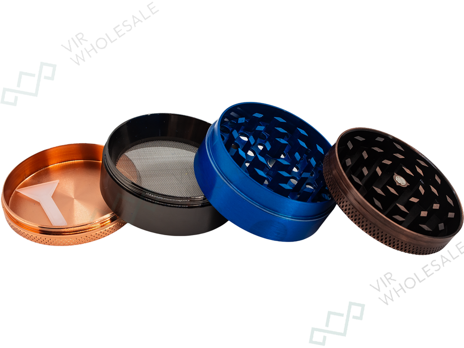 Metal 4-Part Herb Grinders – 6 Pack – Assorted Leaf Designs
