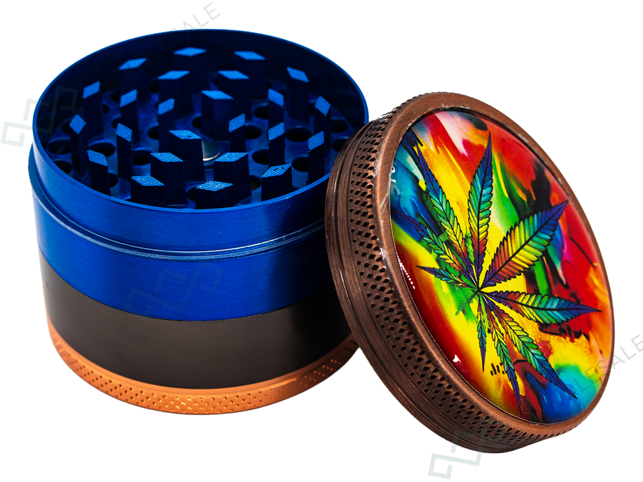 Metal 4-Part Herb Grinders – 6 Pack – Assorted Leaf Designs