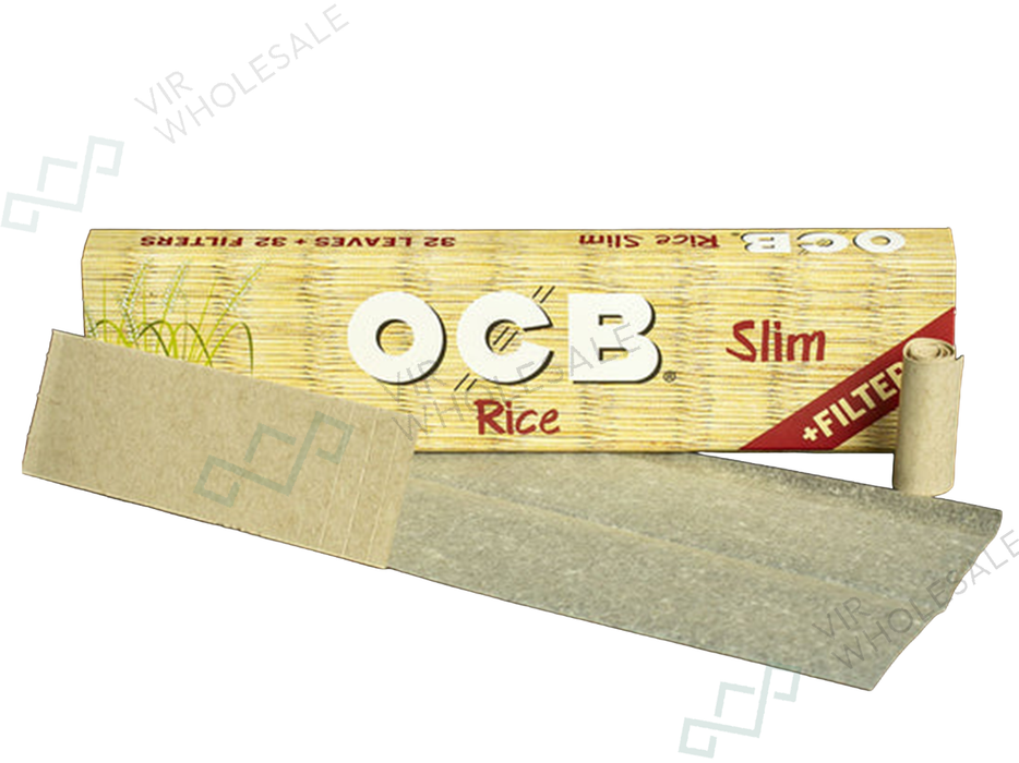 OCB Rice Slim Papers + Tips – 32 Papers & Tips
