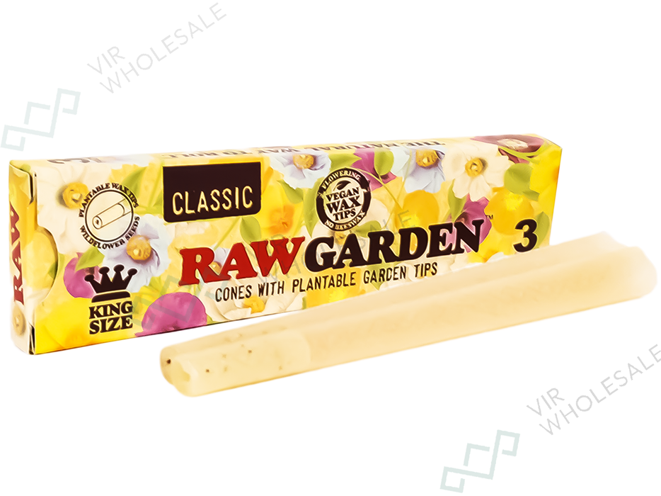 RAW Classic King Size Garden Cones - 3 Cones Per Pack - 30 Packs Per Box (Plantable Wildflower Tips)lower Tips