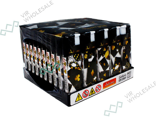 Adamo Electronic Lighters, Pinted Designs 50 Per Box - Black Dice - VIR Wholesale