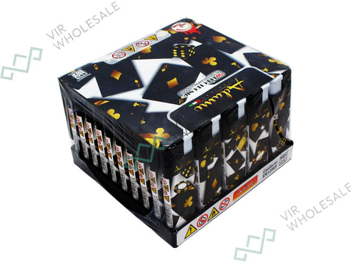 Adamo Electronic Lighters, Pinted Designs 50 Per Box - Black Dice - VIR Wholesale