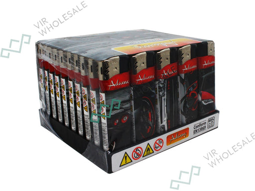 Adamo Electronic Lighters, Pinted Designs 50 Per Box - Cars - VIR Wholesale