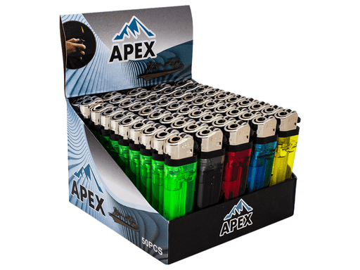 APEX Disposable Flint Lighters – 50 Per Box - VIR Wholesale