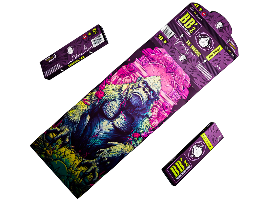 Big Broskiz King Gorilla Kingsize Slim Connoisseur Papers Full Box of 22 Packs | 32 Papers + 30 Tips Per Pack - VIR Wholesale