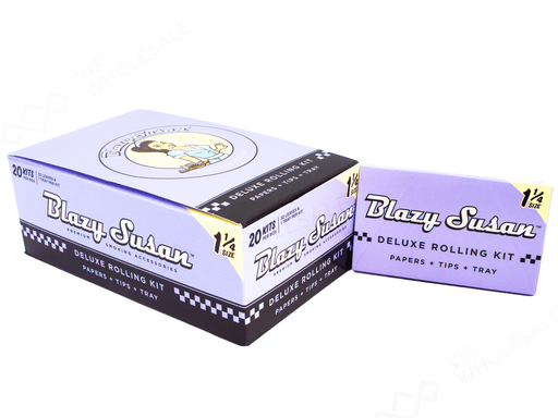 Blazy Susan Deluxe Rolling Kit – Purple Deluxe 1¼ King Size Slim (Full Box of 20 Kits) - VIR Wholesale