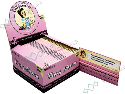 Blazy Susan King Size Pink Wide Rolling Papers - 50 Per Booklets Per Box - 32 Sheets Per Pack - VIR Wholesale