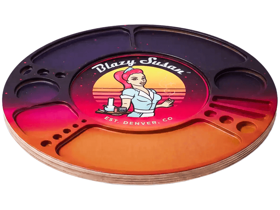 Blazy Susan Synthwave (Clear) Spinning Rolling Tray (Colour Inserts May Vary) - VIR Wholesale
