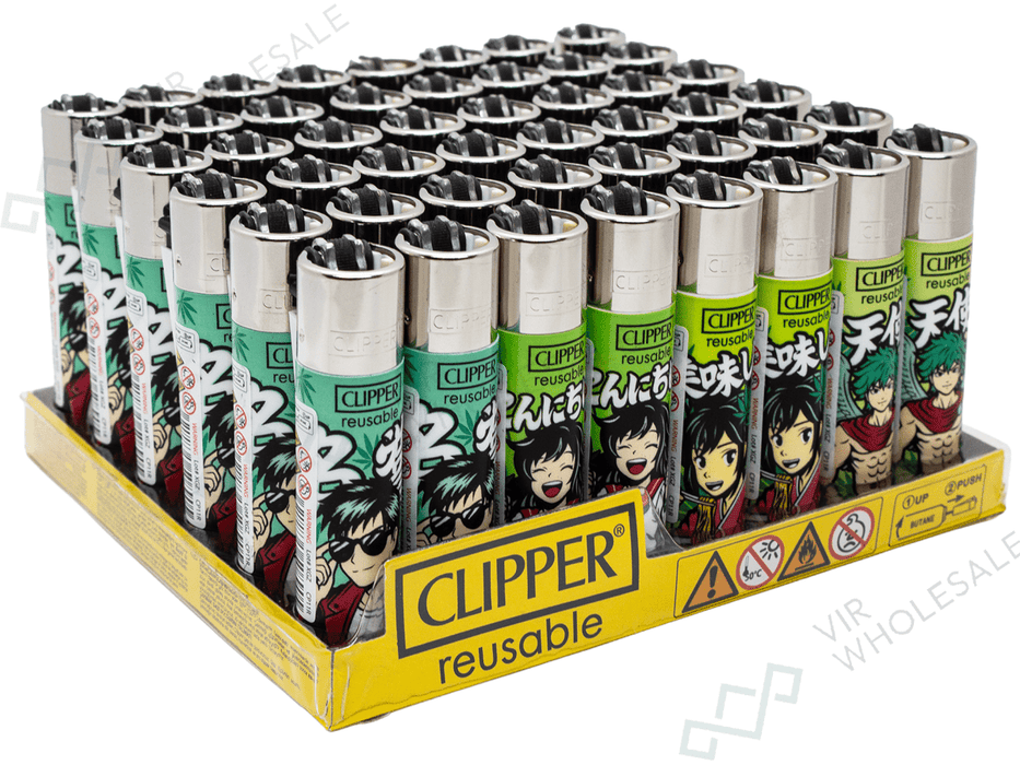 Clipper Classic Large Lighter ANIME WEED X 48 lighters - VIR Wholesale
