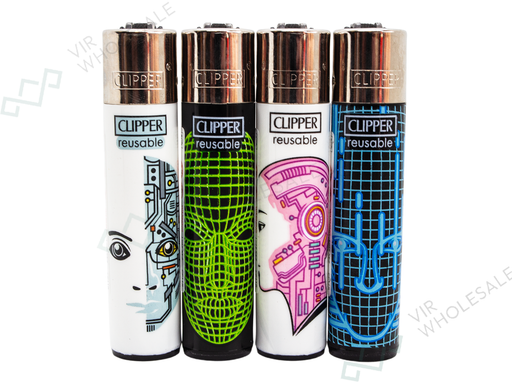 Clipper Classic Lighters AI FACES 1 X 48 lighters - VIR Wholesale