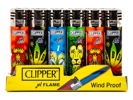 CLIPPER Jet Flame Printed – Rasta Design (24 Per Box) - VIR Wholesale