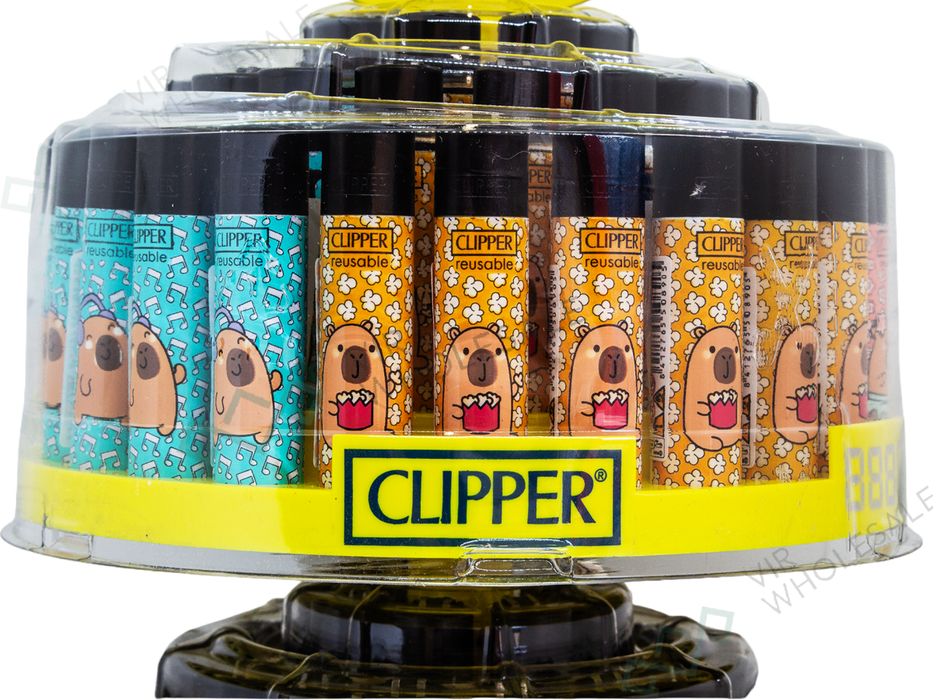 CLIPPER Lighter 2 Tier Rotary Carousel Stand – 96 Lighters Assorted Designs - VIR Wholesale