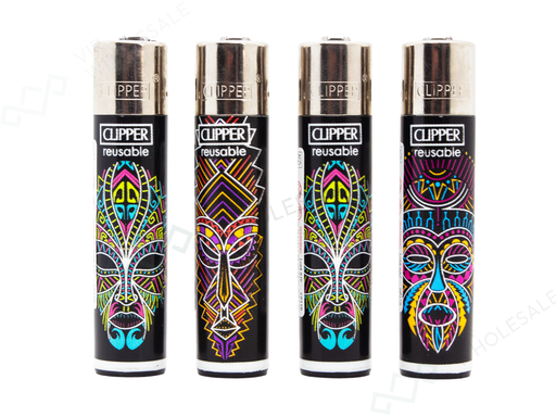 CLIPPER Lighters Printed 48’s Various Designs – Africa Mask 4/4 - VIR Wholesale