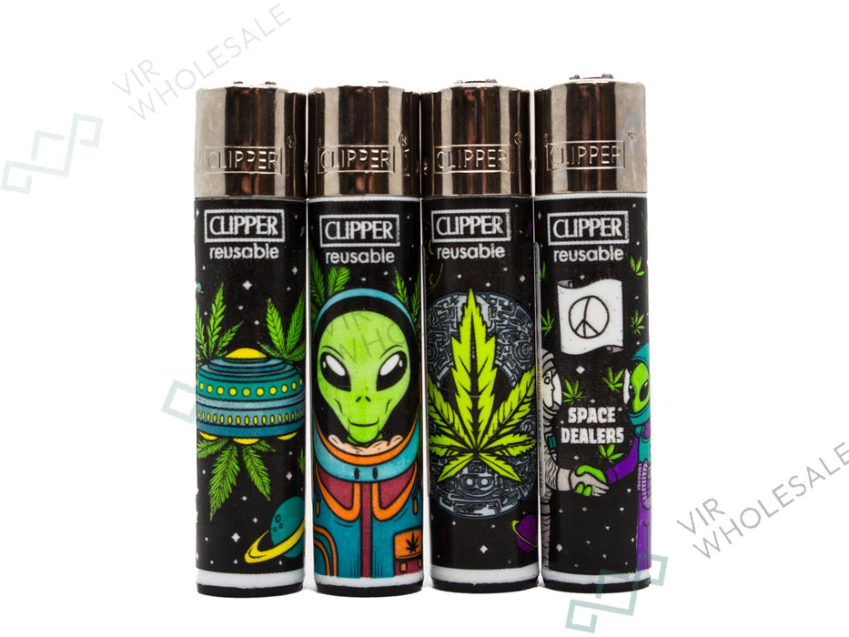 CLIPPER Lighters Printed 48's Various Designs - Alien Leaves - VIR Wholesale