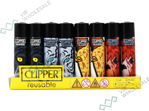 CLIPPER Lighters Printed 48's Various Designs - Animal Eye - VIR Wholesale