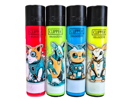 CLIPPER Lighters Printed 48’s Various Designs – Animal Robots 4/4 - VIR Wholesale