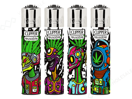 CLIPPER Lighters Printed 48’s Various Designs – Astro Weed - VIR Wholesale