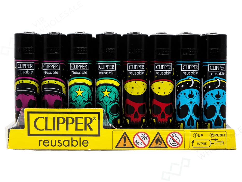 CLIPPER Lighters Printed 48's Various Designs – Black Magic Skulls - VIR Wholesale