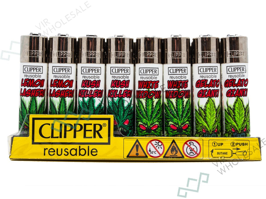 CLIPPER Lighters Printed 48's Various Designs - Cannabis Monster - VIR Wholesale