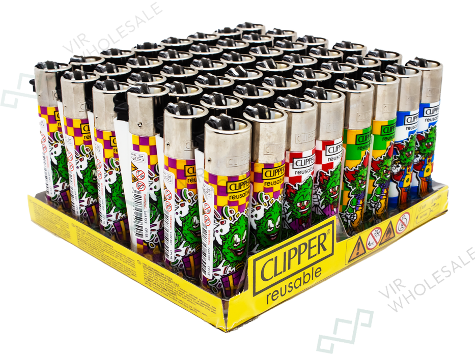 CLIPPER Lighters Printed 48’s Various Designs – Clown Buds - VIR Wholesale
