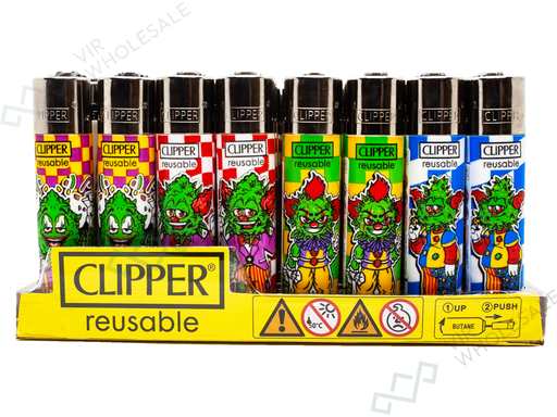 CLIPPER Lighters Printed 48’s Various Designs – Clown Buds - VIR Wholesale
