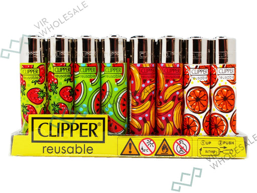 CLIPPER Lighters Printed 48's Various Designs - Fruity Summer - VIR Wholesale