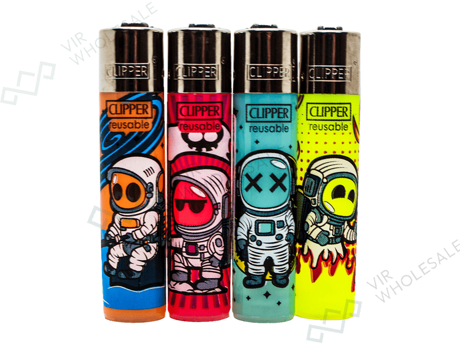 CLIPPER Lighters Printed 48's Various Designs - Funny Astronauts - VIR Wholesale