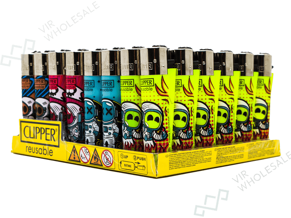 CLIPPER Lighters Printed 48's Various Designs - Funny Astronauts - VIR Wholesale